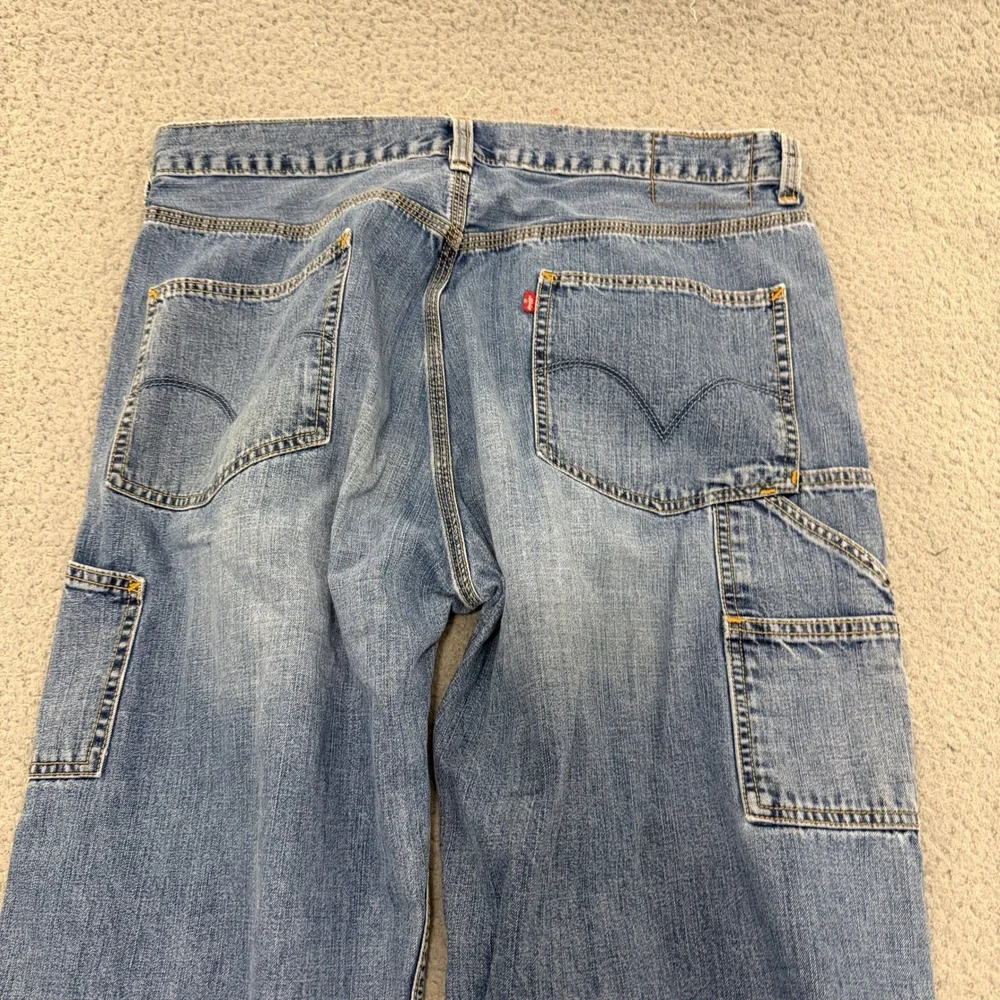 Levis Carpenter Jeans Mens 36x34 Medium Wash Blue Loose Fit Utility Workwear Y2K